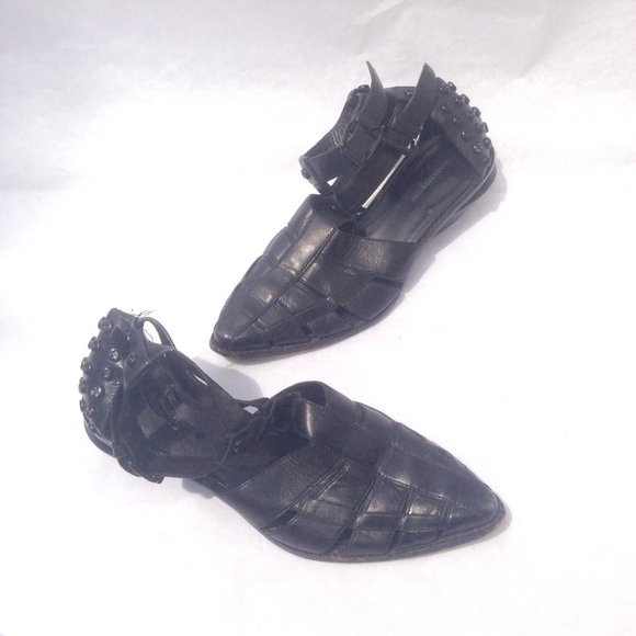 ALEXANDER WANG Leather Screw Studs Pointed Sandals - Picture 1 of 9